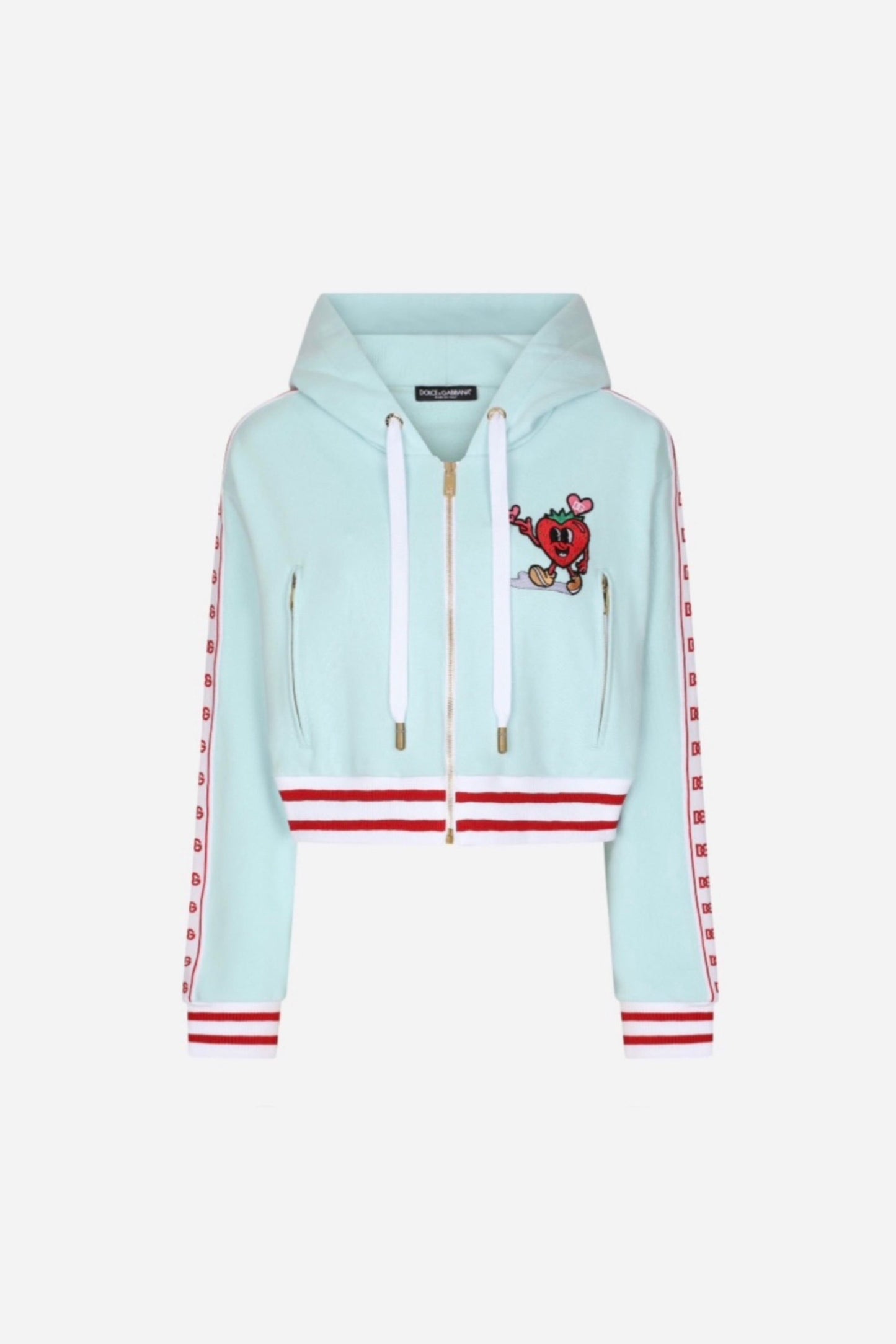 Blue Zip Cropped Hoodie