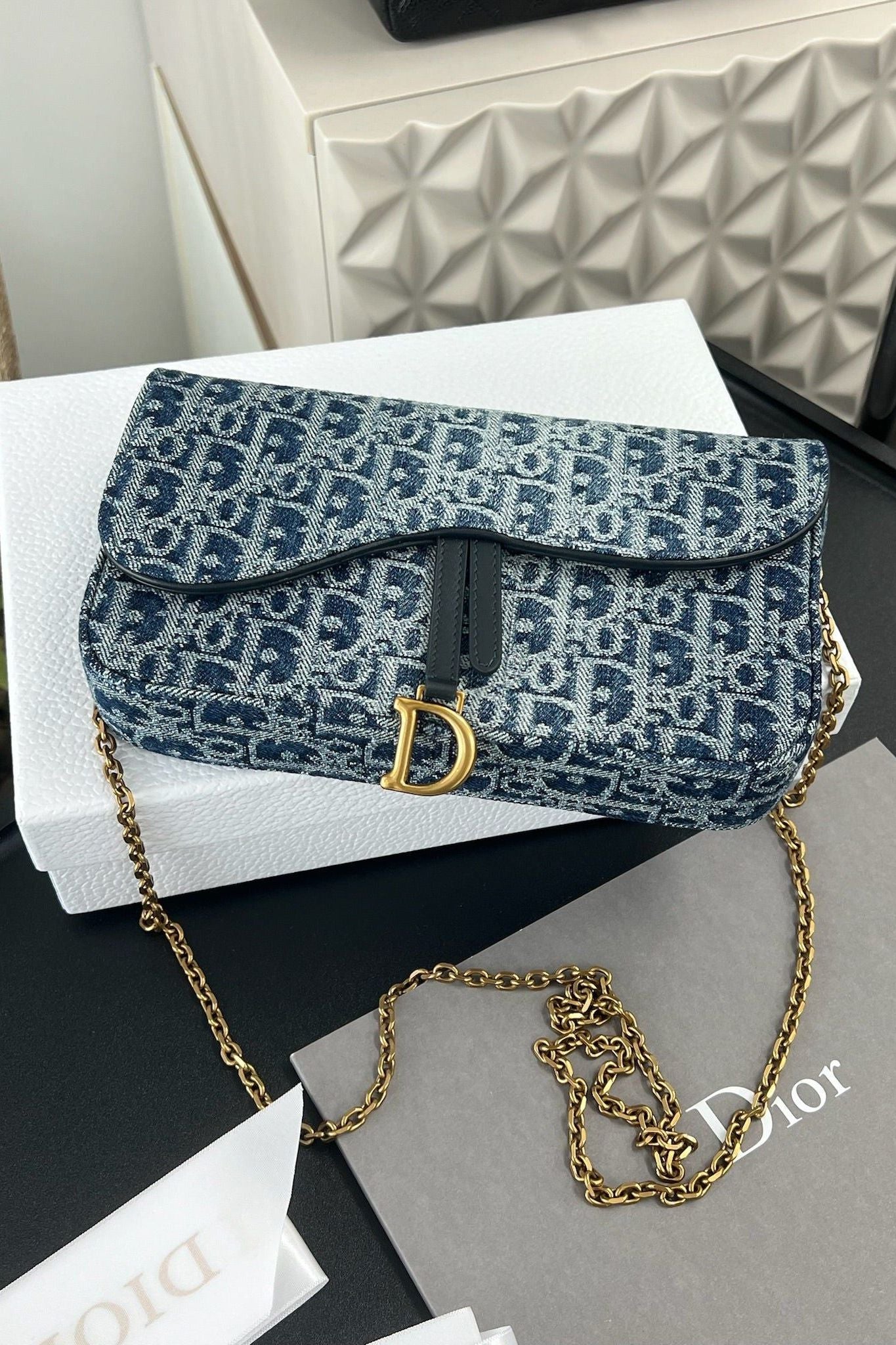 Denim Bag with Chain