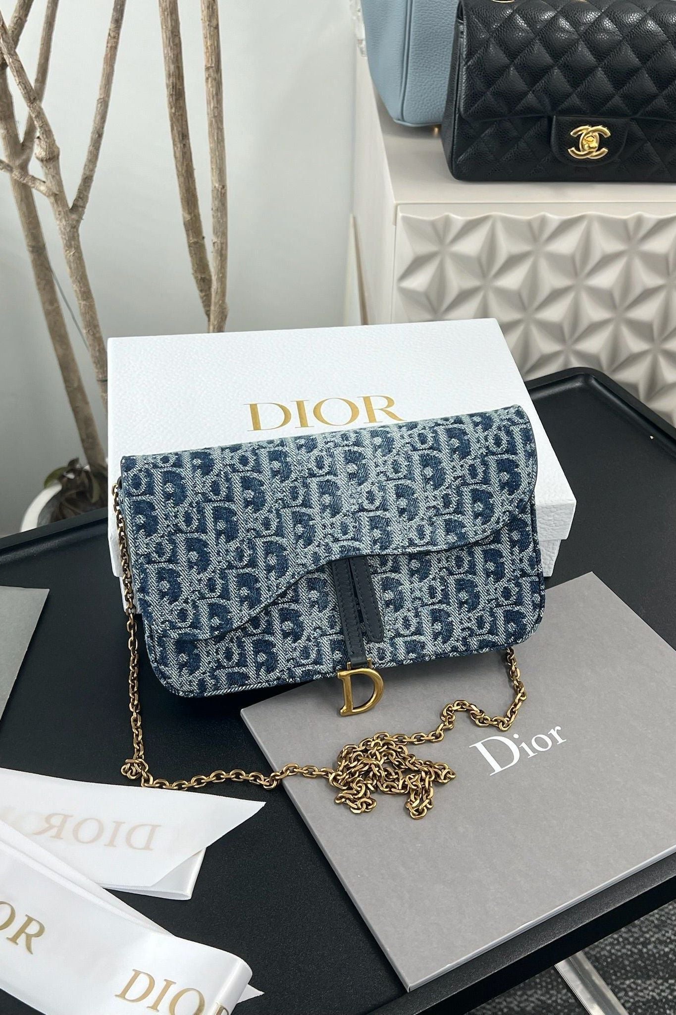 Denim Bag with Chain