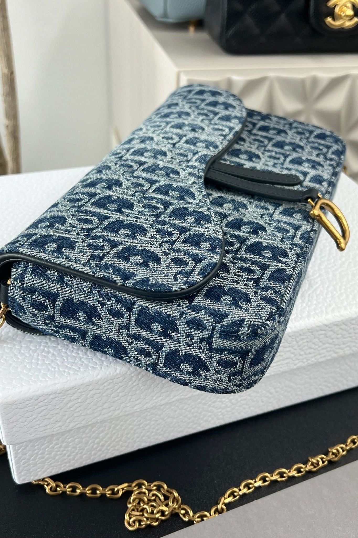 Denim Bag with Chain