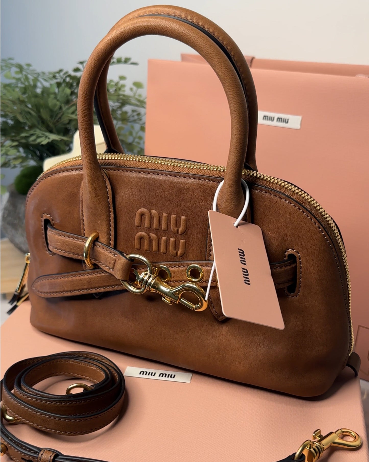 0926M-Leather Handle Bag