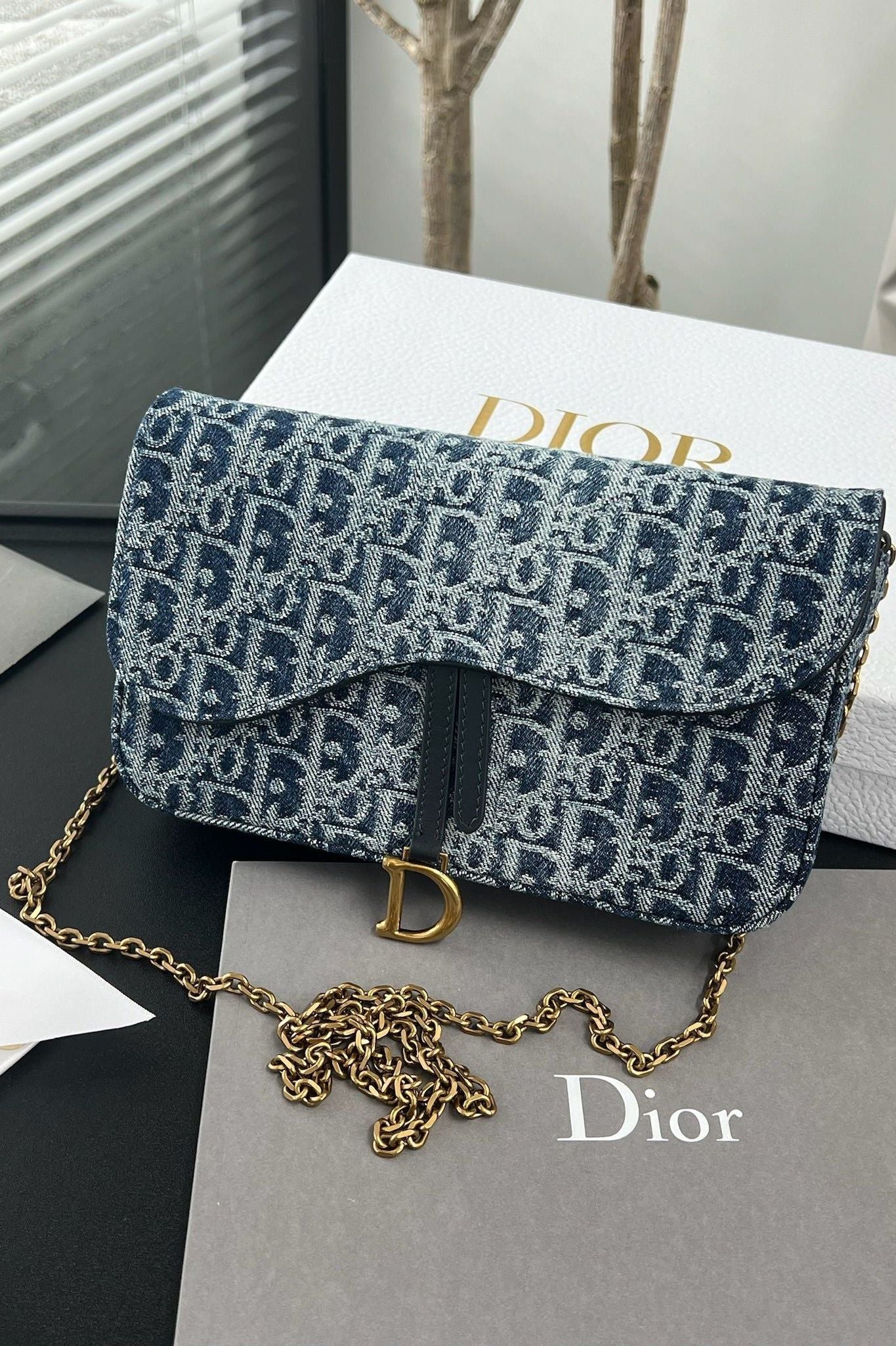 Denim Bag with Chain