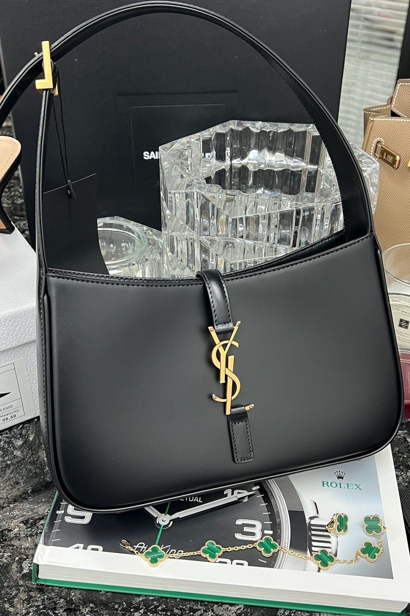Flat Black Hobo Bag