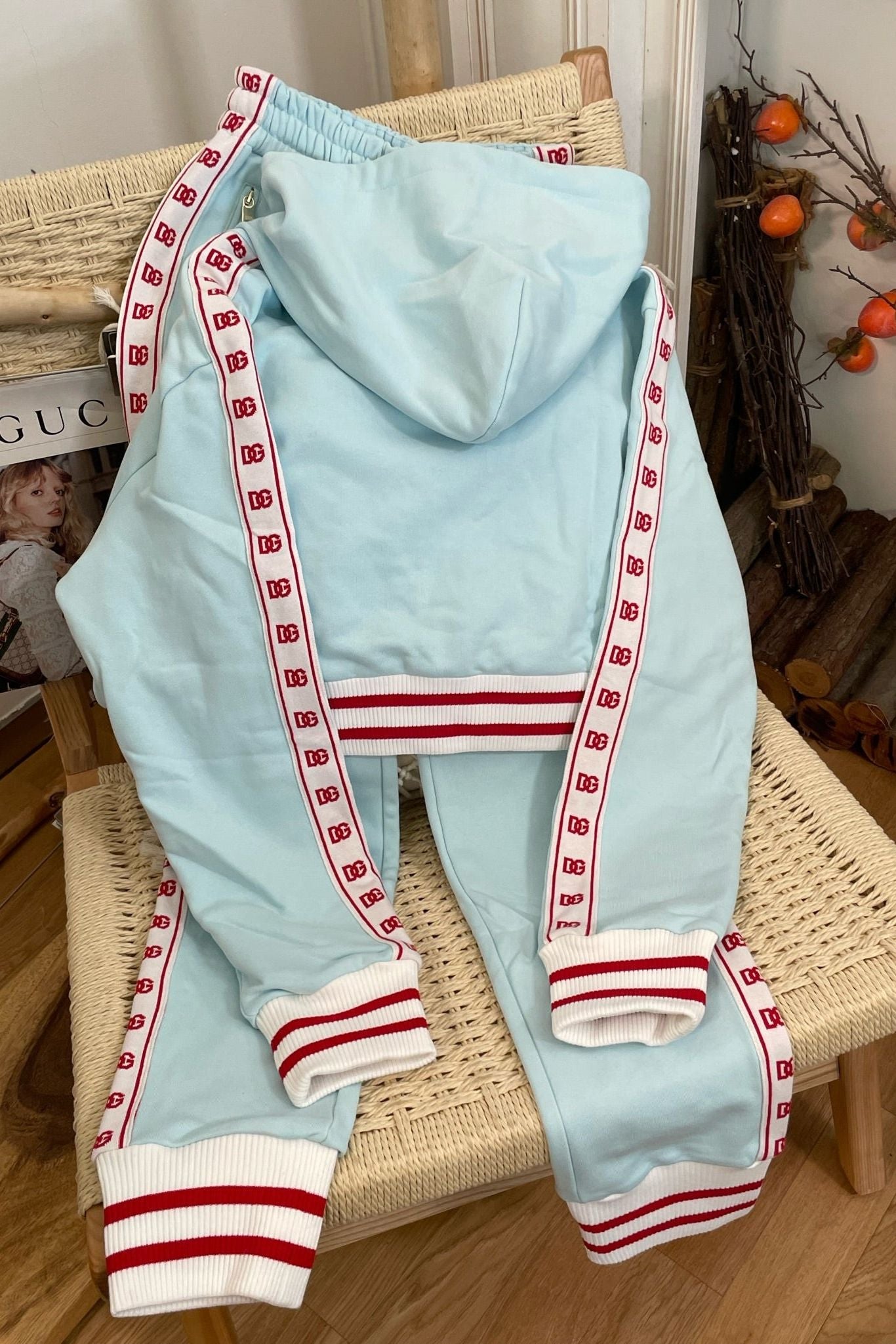 Blue Zip Cropped Hoodie