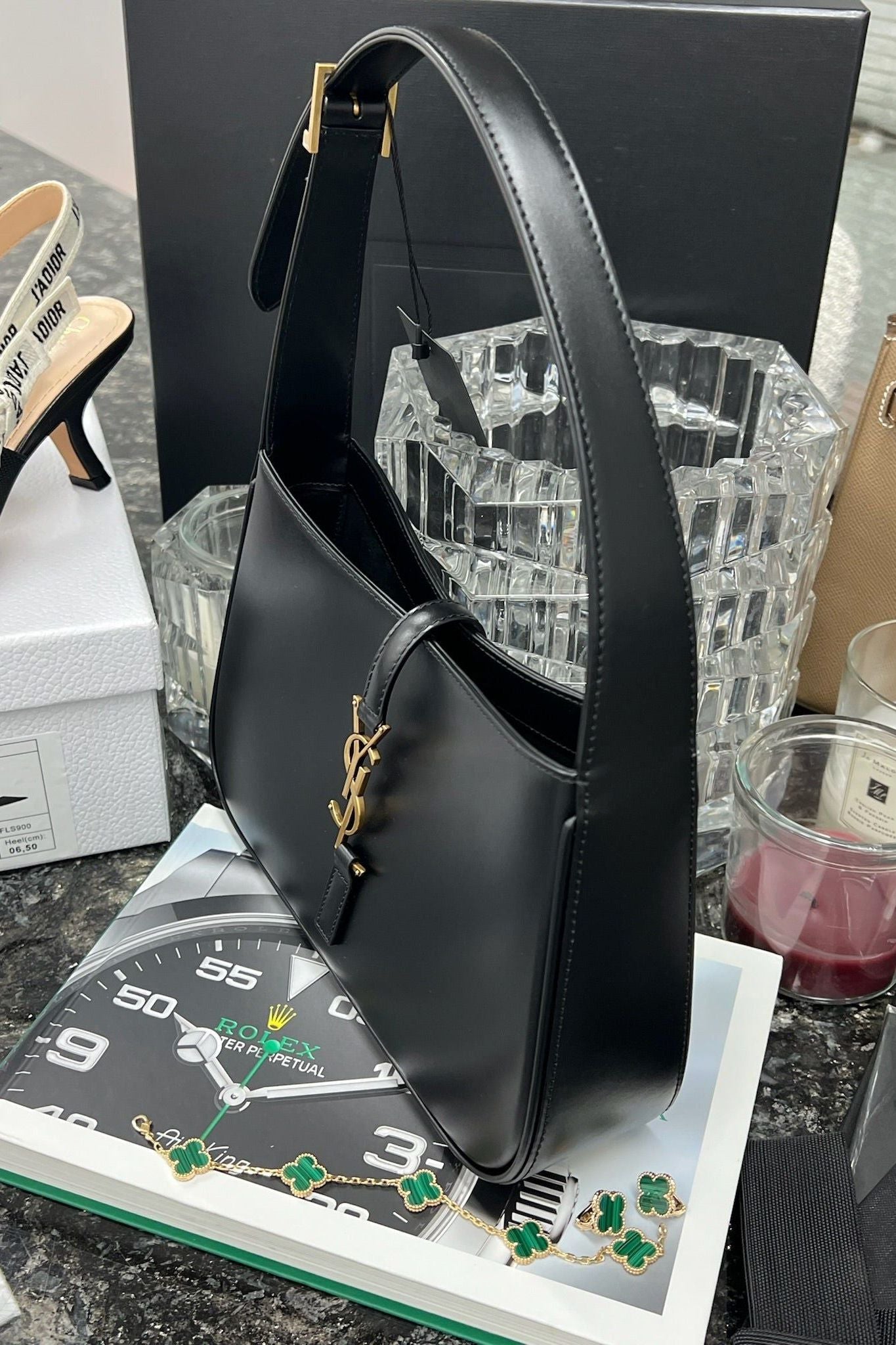 Flat Black Hobo Bag