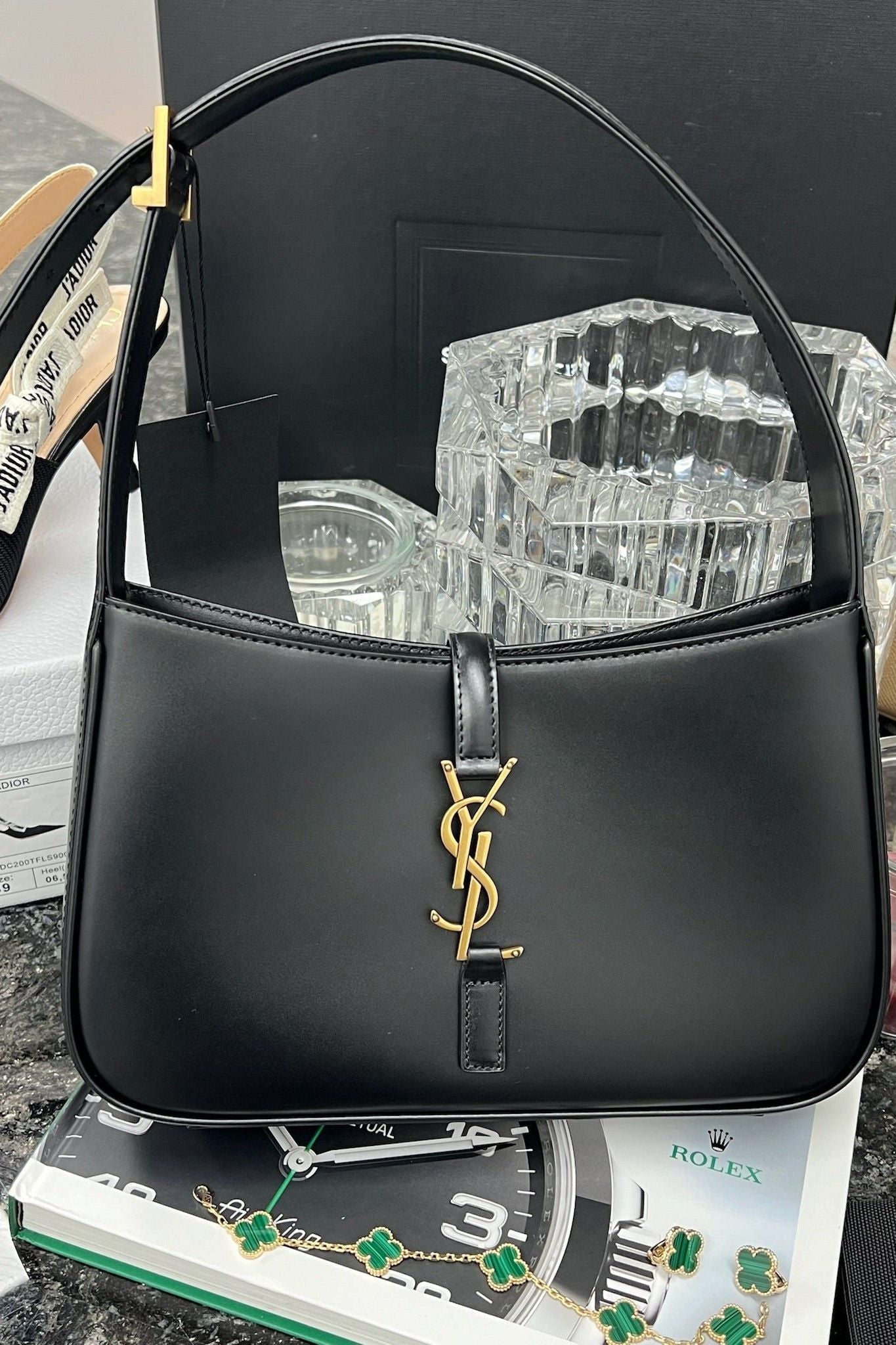 Flat Black Hobo Bag