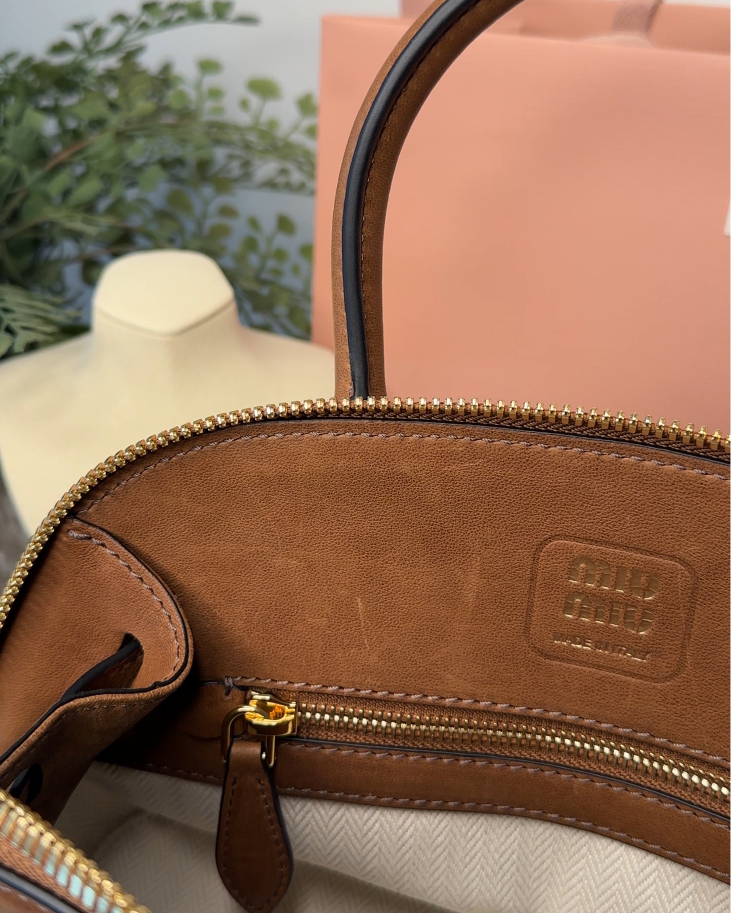 0926M-Leather Handle Bag